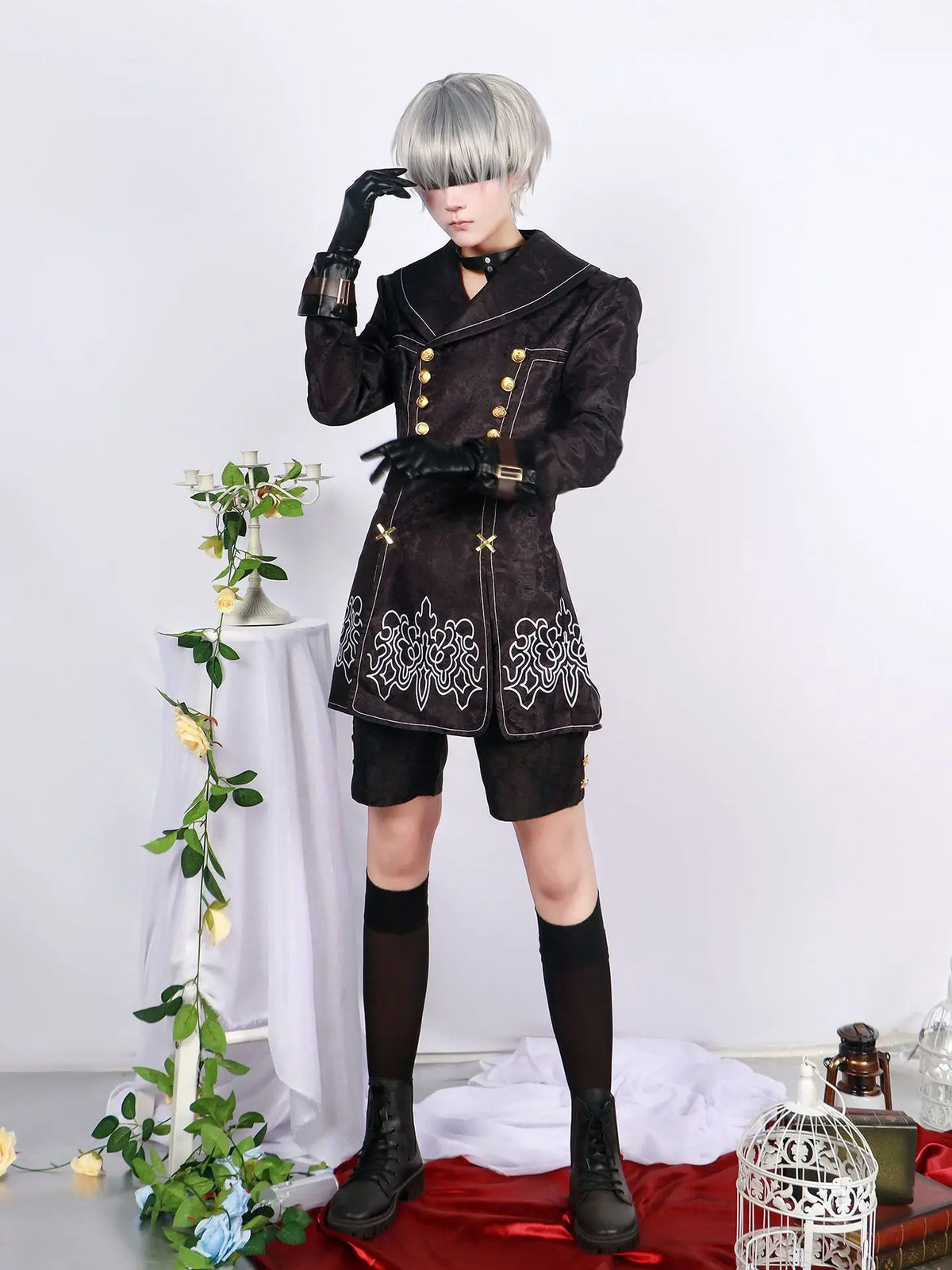 Anime Nier Automata Cosplay 9S Yorha 2B Cosplay Suit Male Women Outfit Wig Disguise Costume Plus Size Fancy Party Black Dress