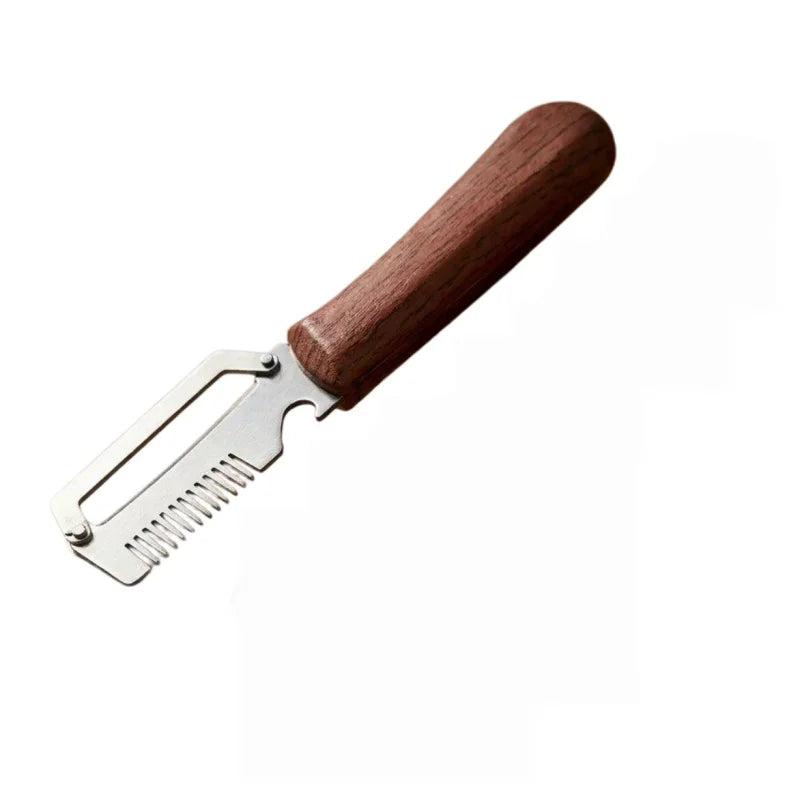 3‑in‑1 Multifunctional Vegetable Peeler Stainless Steel Fruit Slicer Wooden Handle Kitchen Gadget For Potato Onion