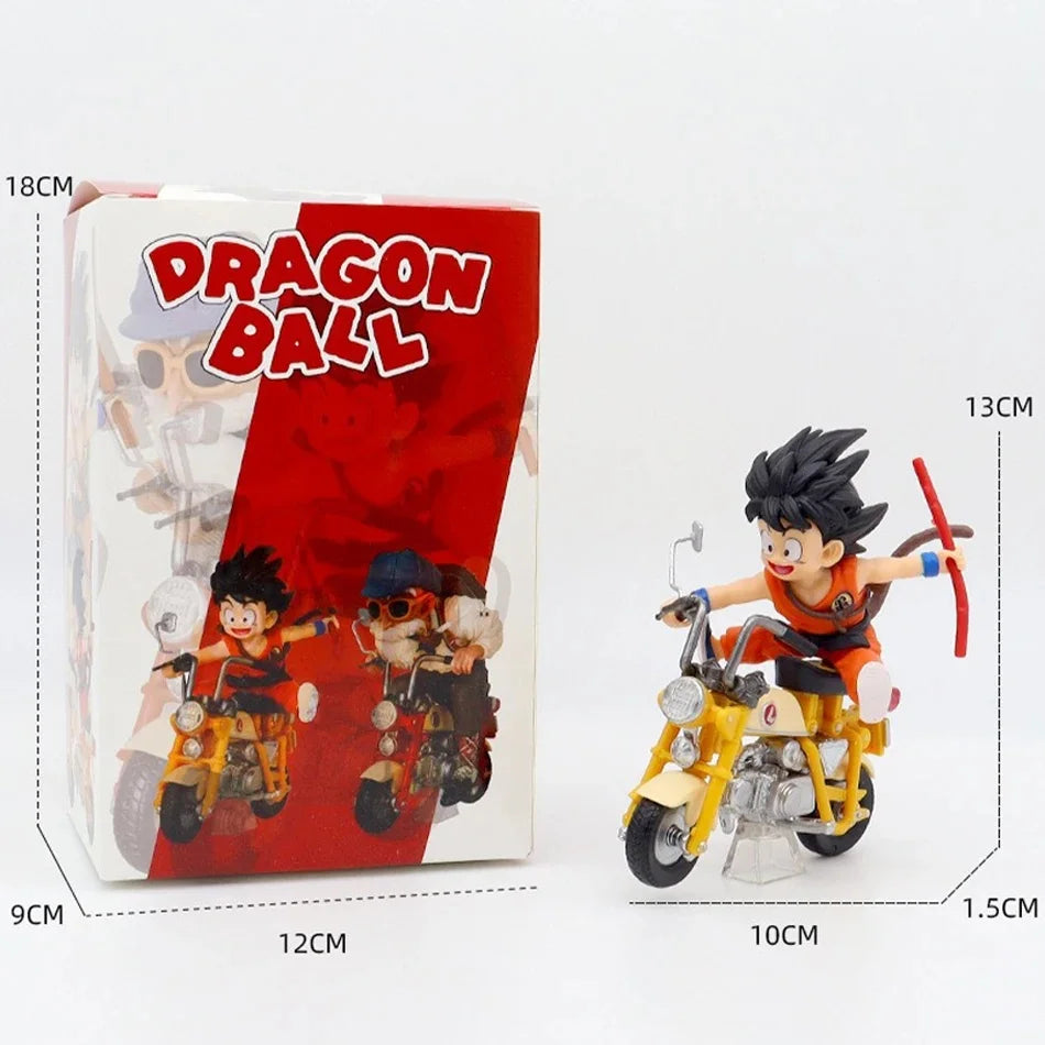 New 13cm Dragon Ball Z Anime Figure Son Goku Master Roshi Locomotives PVC Action Kame Sennin Motorcycle Toys for Children
