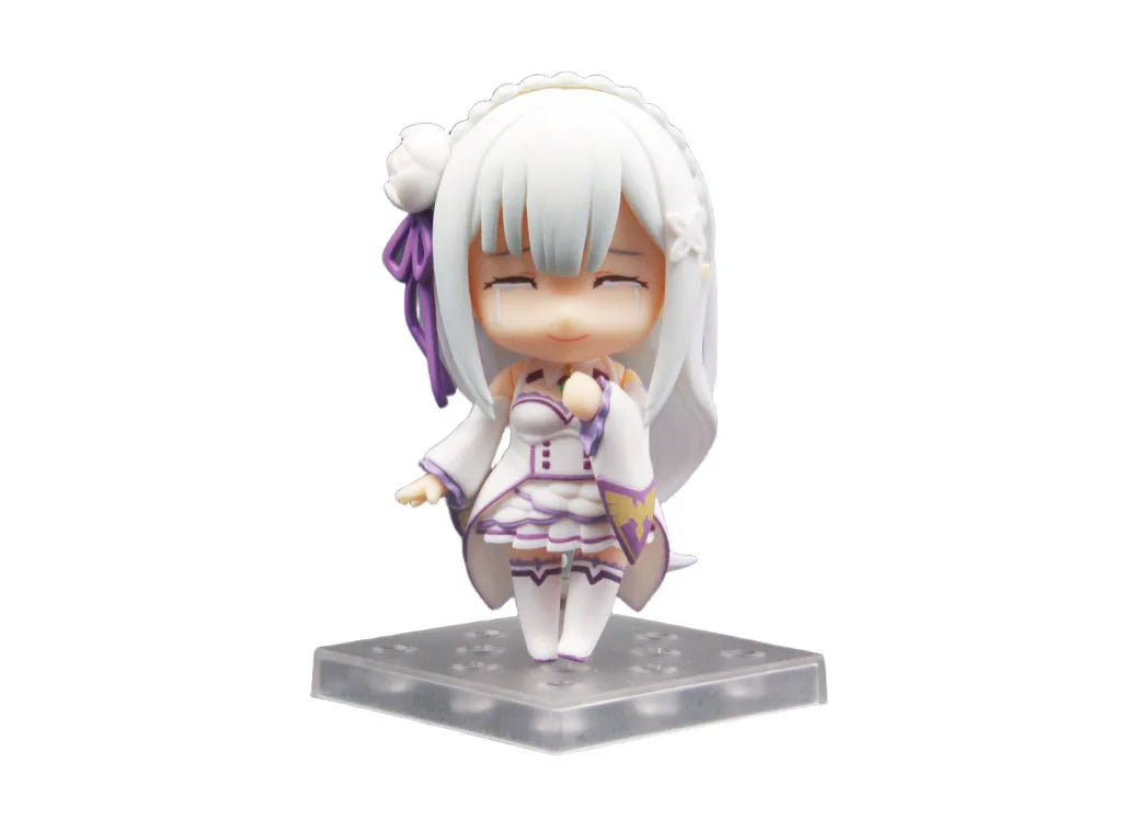 Re:Zero Emilia 751 Q Version Nendoroid Posable Anime Figure With Face Swap Toys Cute Doll Collectible Desktop Decoration Gifts