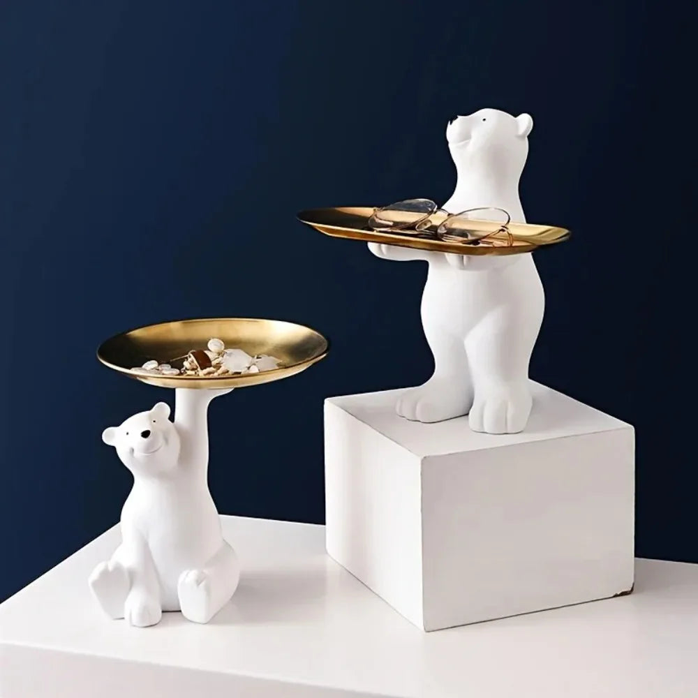 Creative Polar Bear Seated Position Tray Storage Accessories That Can Store Keys Decorations for Friends Birthday Gifts