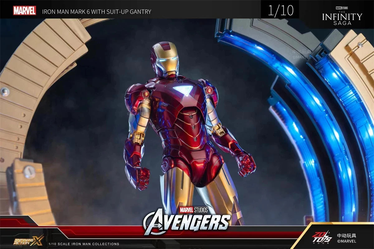 ZD Toys Iron Man MK6 With Suit-up Gantry MK4 With Suit-up Gantry Action Figure Iron Patriot Adult Collection Figure Gift
