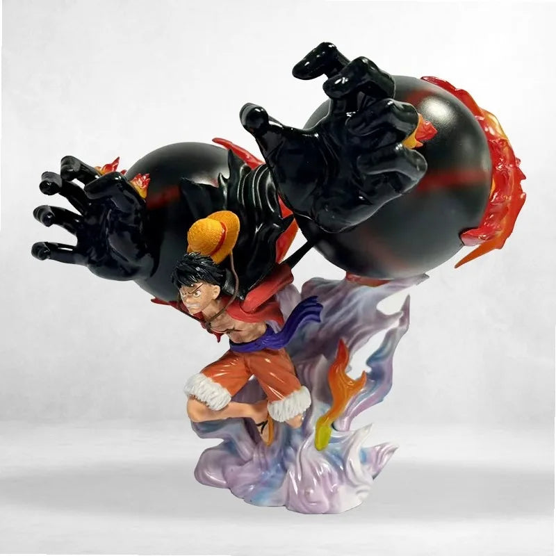 One Piece GK Luffy Double Fist Gear Third Grizzly Magnum Figure, Straw Hat Pirates Full Form Scene Model Collectible