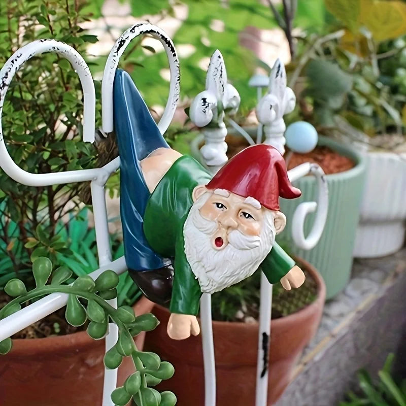 1pc New casual dwarf elderly funny pants hanging upside down with exposed buttocks design, statue resin bonsai pendant