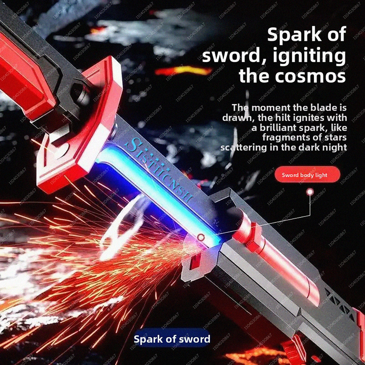 NEW Colorful Streamer Glowing Sword Toys with Spark & Smoke Effect Light Sword Toy for Kids Christmas Birthday Gift Holiday Prop