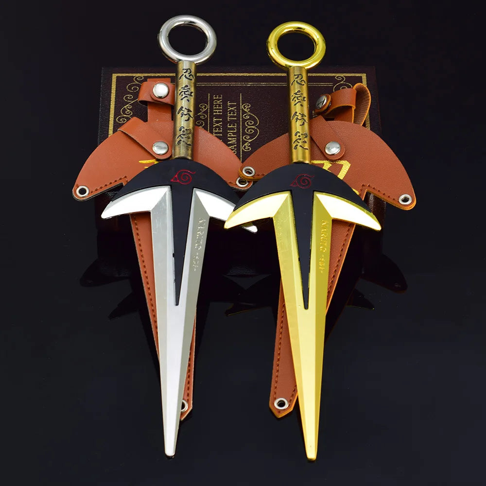 18cm/30cm Naruto Namikaze Minato Weapon The Art of FlyThunder God Kunai Metal Craft Model with Holster Desk Ninja Ornaments Toys