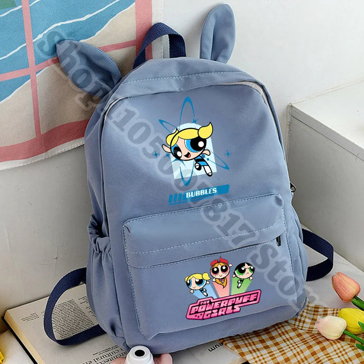Kawaii The Powerpuffs Girls Anime Cute Schoolbag Student Cartoon Casual Backpack Fashion Book Bag Stationery Storage Pouch Gifts