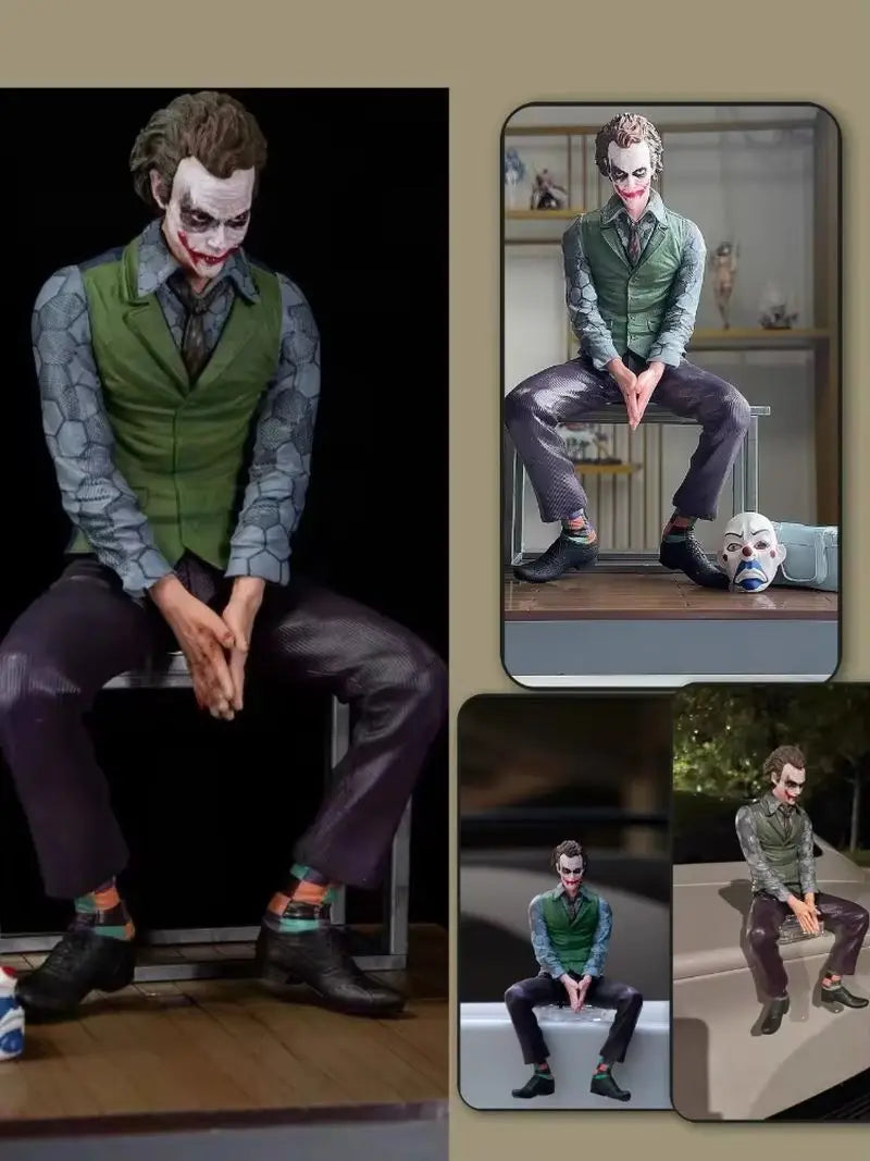 New Roof Decoration Joker Heath Ledger Sitting Posture Figures Car Doll Tail Roof Pendant Model Statue Collectable Toys Gifts