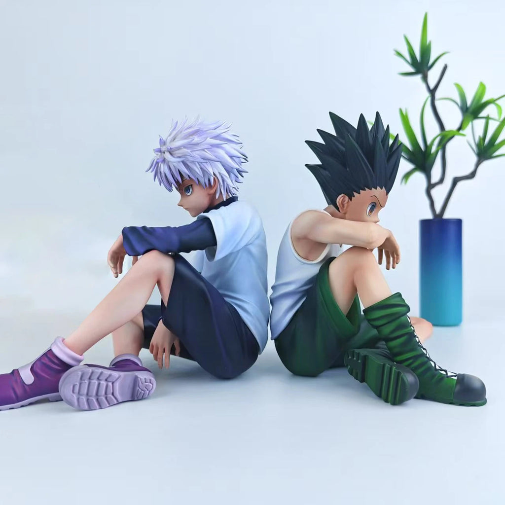12cm HXH Anime Figures Killua Zoldyck GON FREECSS Sitting Action Figures PVC Model Toy Adult Collection Statues Children Gifts