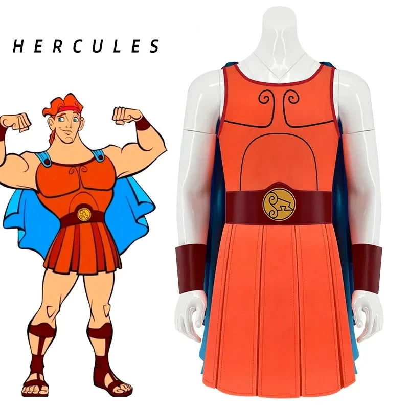 Anime Hercules Cosplay Costume Strongman Jumpsuit Cape Cloak For Men Women Suits Superhero Bodysuit Zentai Halloween Party