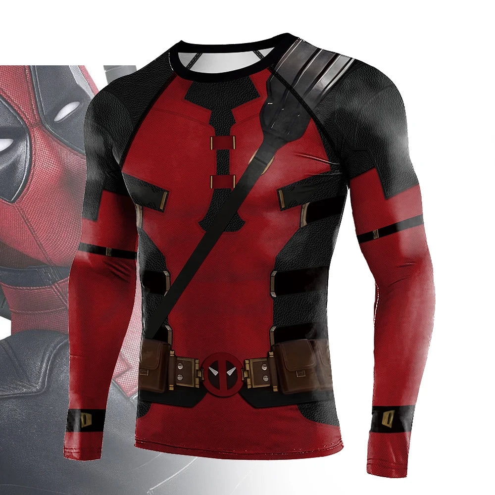 Tights T Shirt Cosplay Comic Dead Cosplay Compression Workout Bodybuilding T-Shirt Red Superhero Halloween Costume