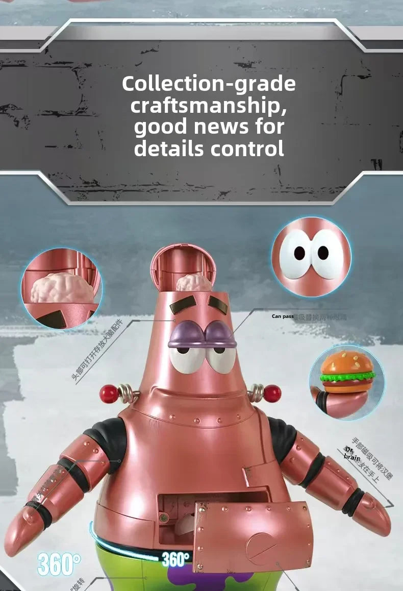 New Patrick Mechanical Style Model 360° Waist Rotation SpongeBob Series Collection of Ornaments PVC Large Figure Toy Gifts