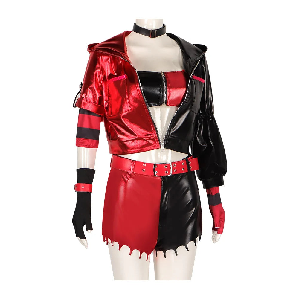 Anime Clown Harle Cosplay Costume Anime Quinzel Suicide Isekai Joker Girl Squad Uniform Wig Set Halloween Party Outfit for Women