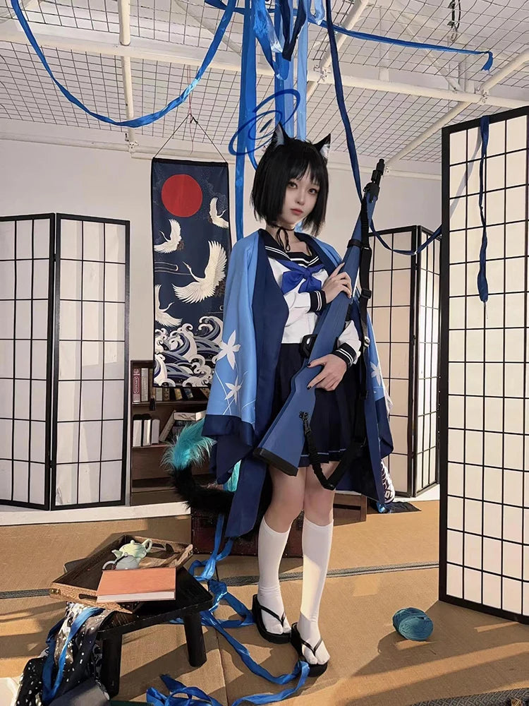 Game Blue Archive Cosplay Tongsheng Kikyou Costume Sailor Cape Cartoon Anime Dress Ear Headwear Wig JK Uniform Top Skirts Kimono