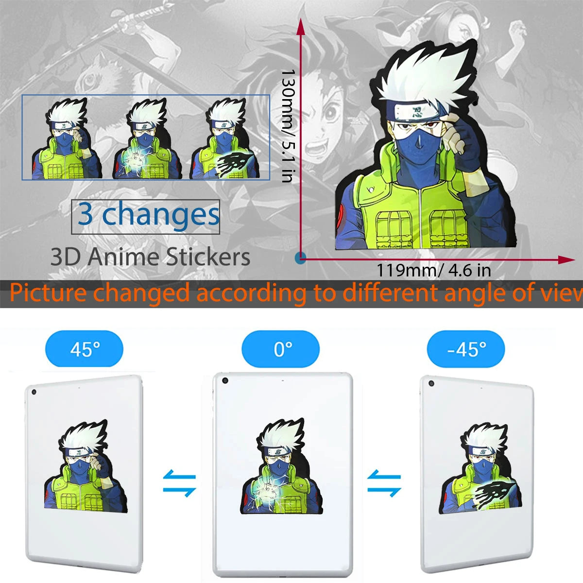Anime 3D Motion Sticker  Magic Sticker Creative Car Sticker Notebook Luggage Decal