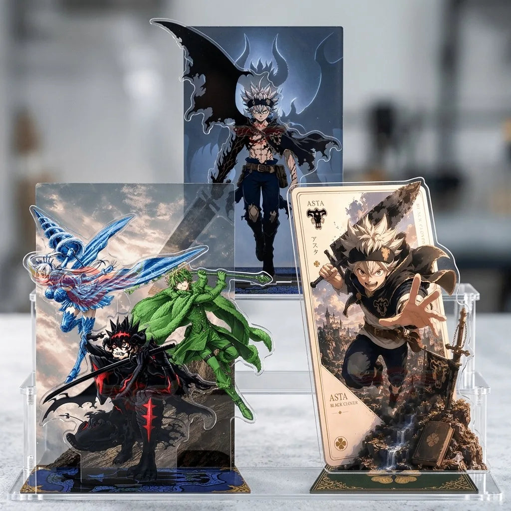 Black Four-leaf Clover 2 Anime Peripherals Re-ceration Asta / Yuno / Noelle / Yami Figure Insert Multiple Acrylic Stand Toys Boy