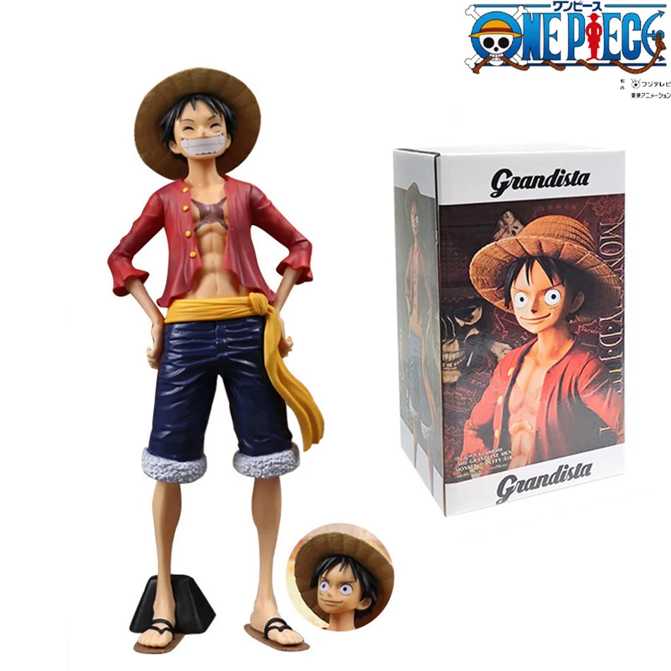 New 28cm One Piece Anime Figure Confident Smiley Luffy Three Form Face Changing Doll Action Figurine Model Toys Birthday Gifts