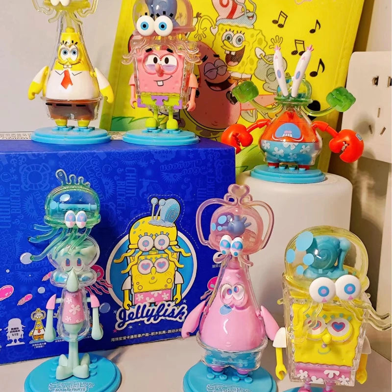 SpongeBob SuqarePants Blind Box Toys Jumping Jellyfish Series PatrickStar Squidward Tentacles Doll Toys Collect Ornaments