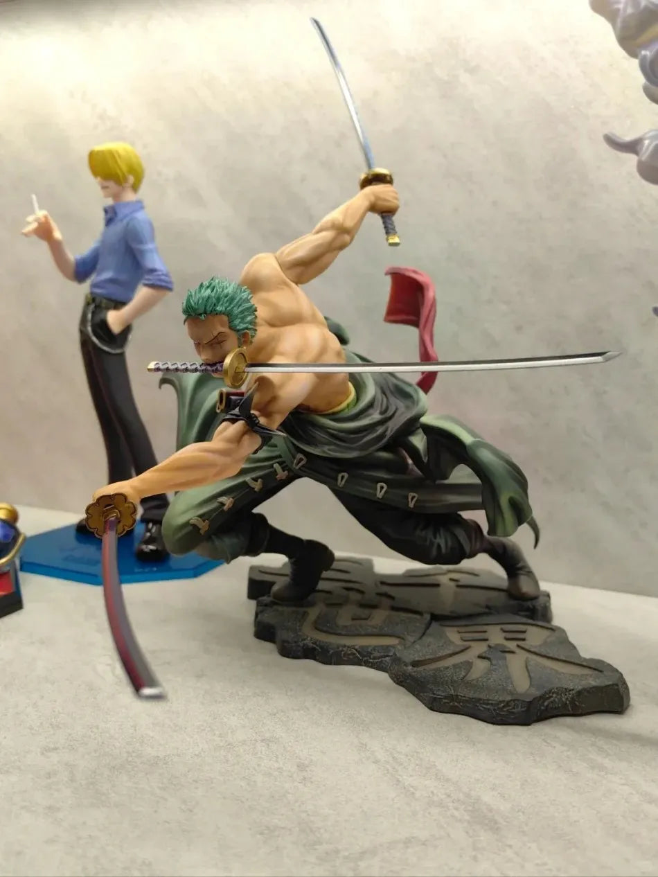 One Piece Action Figure Three-Knife Fighting Skill Roronoa Zoro Anime Model Decorations PVC Toy Gift