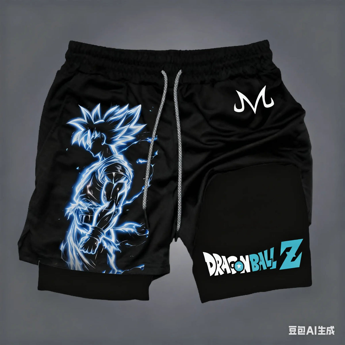 Dragon Ball Men's Double-layer Shorts Broly Summer Anime Fake Two-piece Sports Fitness Quick-drying Shorts Trendy Y2k Pants