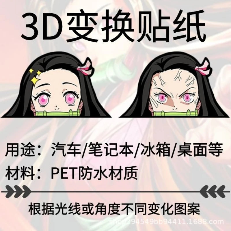 Creative Demon Slayer Sticker Women's Wear Tanjirou Zenitsu Inosuke Funny Anime  Waterproof Laptop Trunk Sticker phone sticker