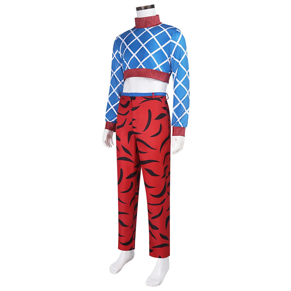 Anime Guido Mista Cosplay Costume Jojo Blue Top Red Pants Halloween Carnival Cosplay Guido Mista Customized Clothes