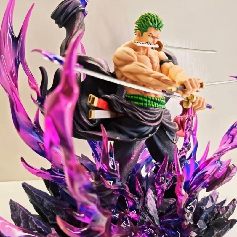 New One Piece 34cm Jt Full Painting Roronoa Zoro Gk Figure Battle Scene Statue Popular Anime Characters Desktop Decoration