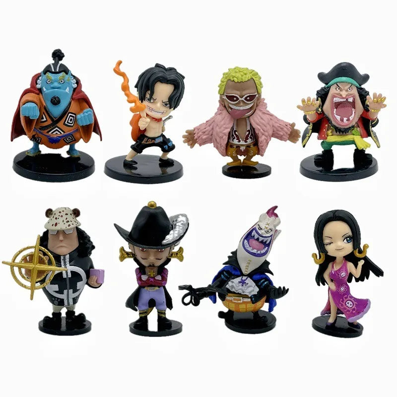 One Piece 8 mini stamps cartoon characters PVC collection seal ornaments gifts