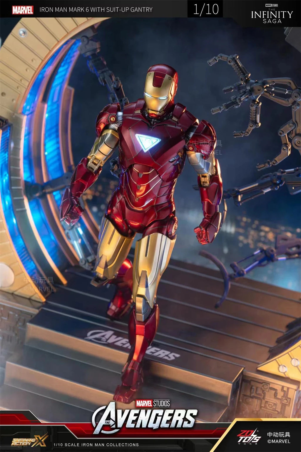 ZD Toys Iron Man MK6 With Suit-up Gantry MK4 With Suit-up Gantry Action Figure Iron Patriot Adult Collection Figure Gift