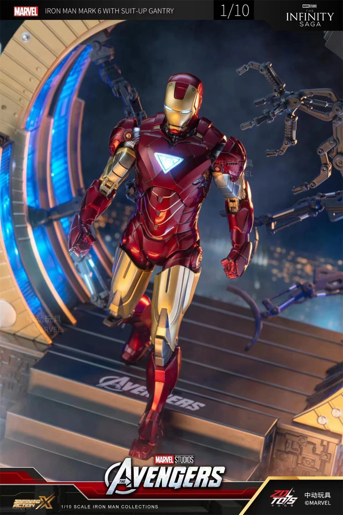 ZD Toys Iron Man MK6 With Suit-up Gantry MK4 With Suit-up Gantry Action Figure Iron Patriot Adult Collection Figure Gift