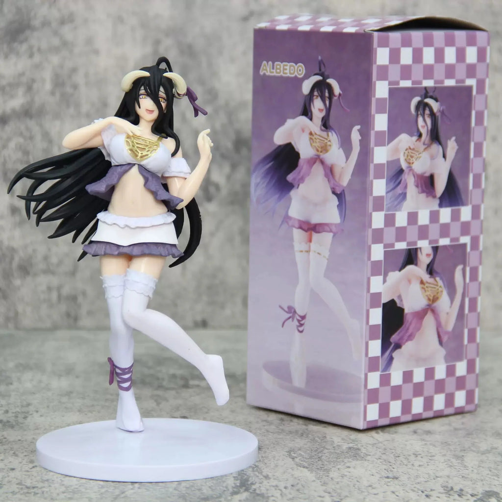 16CM Albedo Figure Anime OVERLORD Animation Maid Outfit Pajamas Style Model Toy Gift Collection Decoration Ornaments PVC