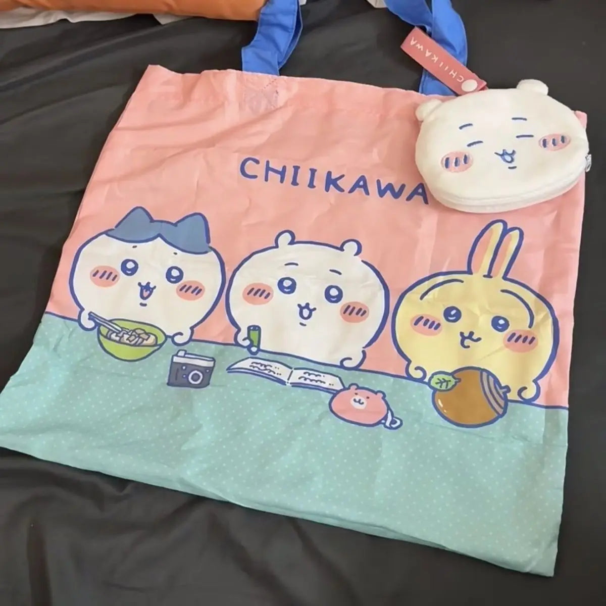 Chiikawa Usagi Ultra Light Foldable Shopping Bag Set Eco Friendly Tote Storage Pouch Kawaii Anime Collaboration Merchandise