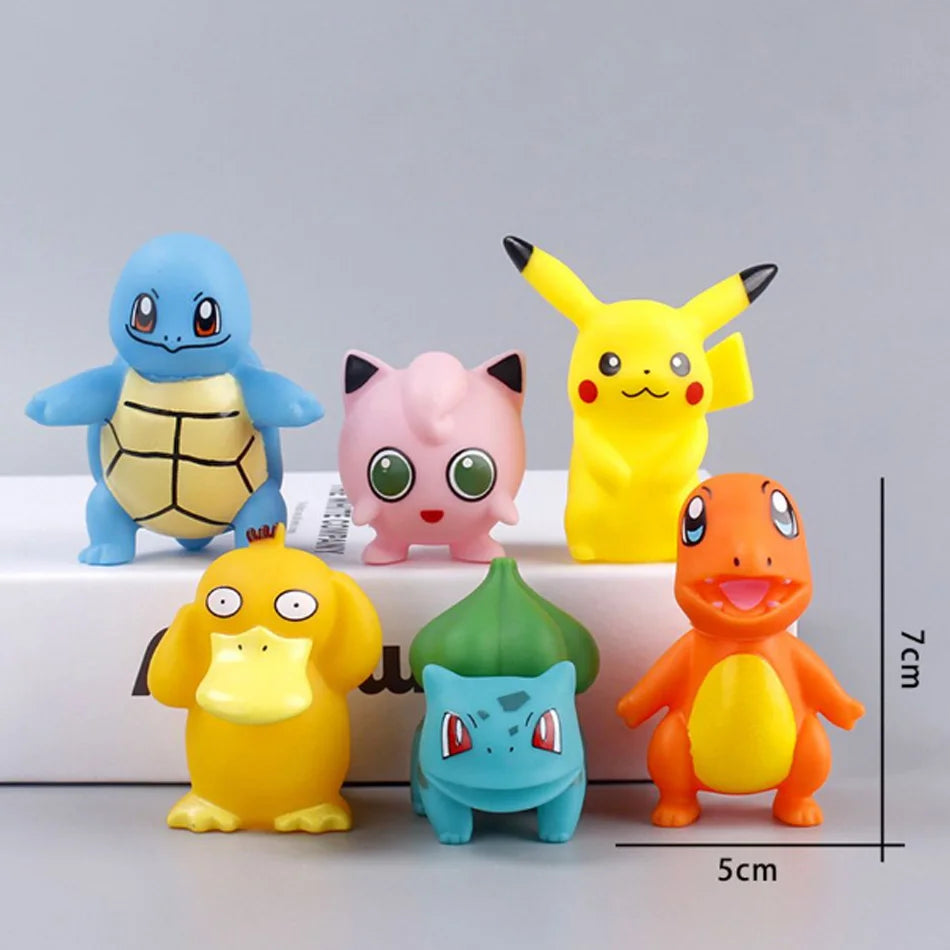 8PCS Mini Figures Toys Psyduck Squirtle Bulbasaur Miniature Cake Succulents Ornaments Figure Props