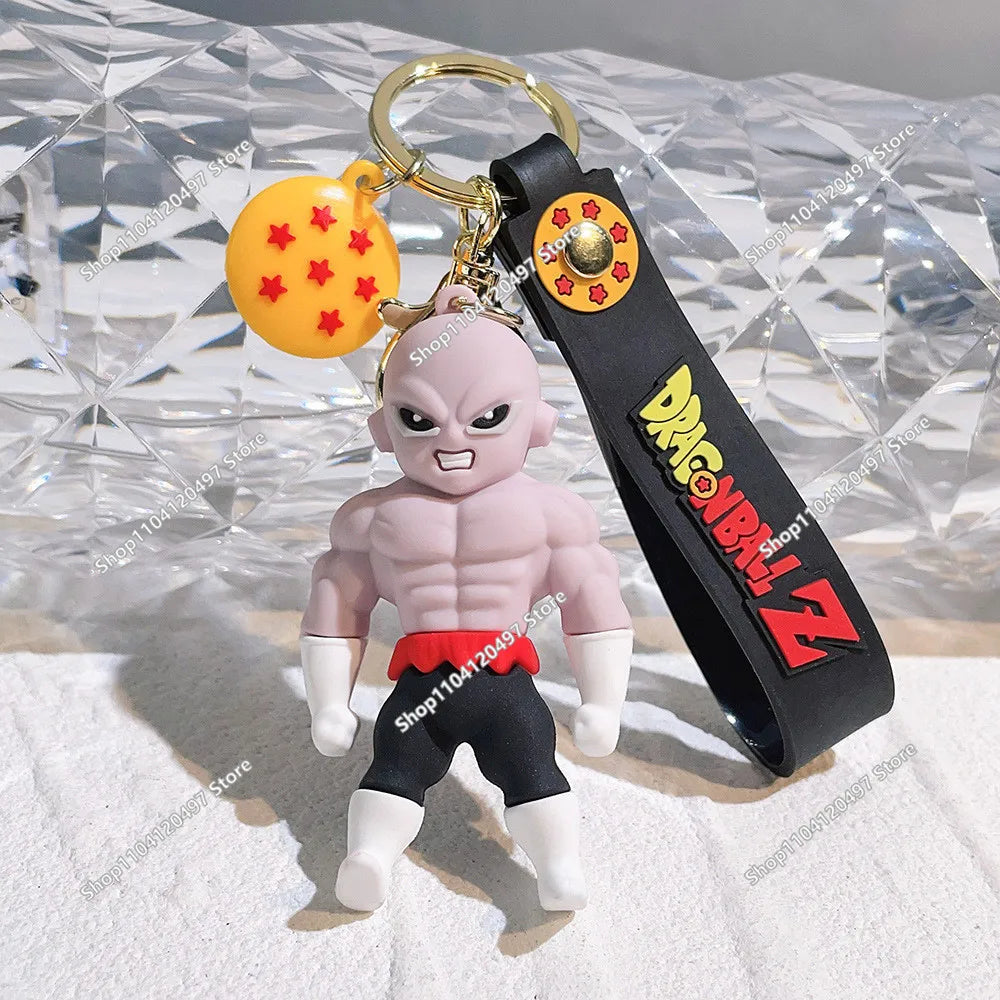 Anime Dragon Ball Keychain Fashion Jewelry Son Goku Vegeta Piccolo Crystal Ball Resin Action Figures PVC Key Ring Bag Pendant