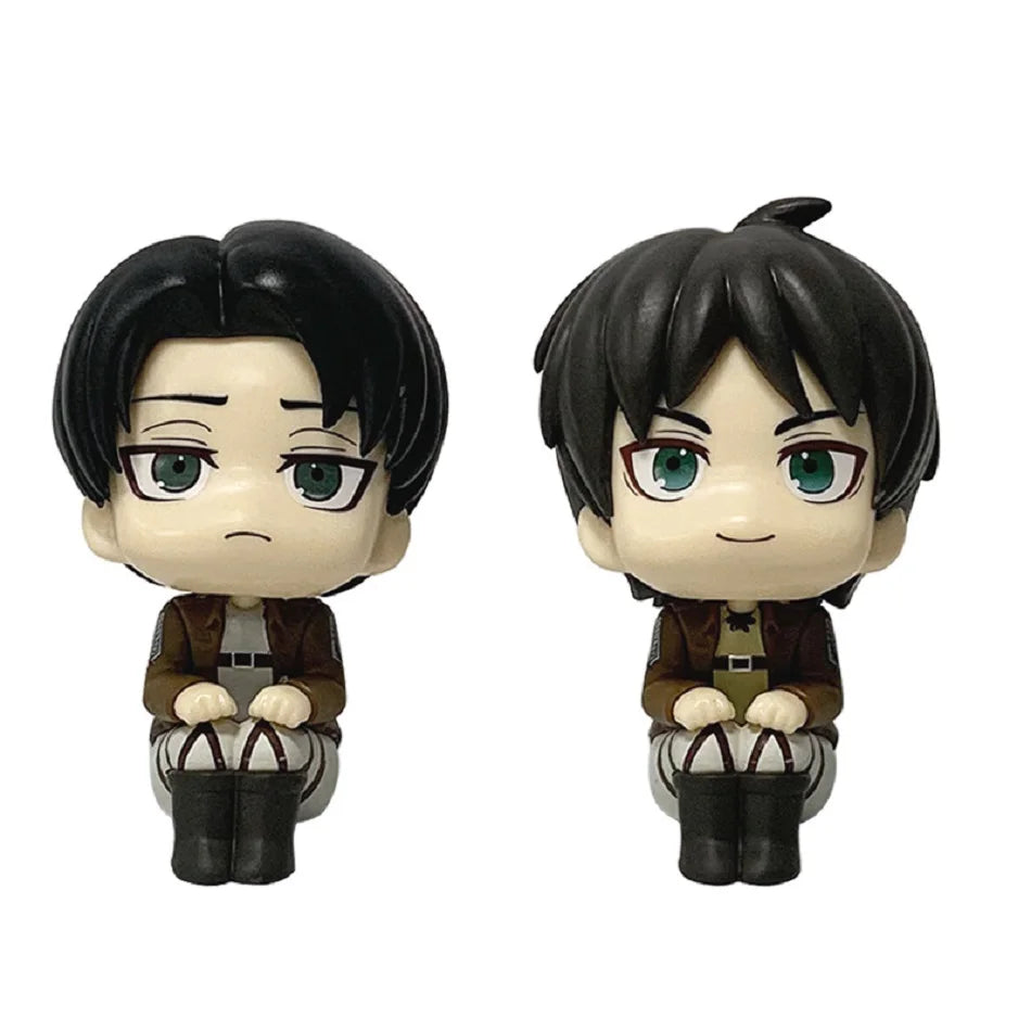 10cm Anime Attack on Titan Figure Look Up Levi Ackerman Action Figures Q Version Eren Jaeger Figurine PVC Collection Model Toys