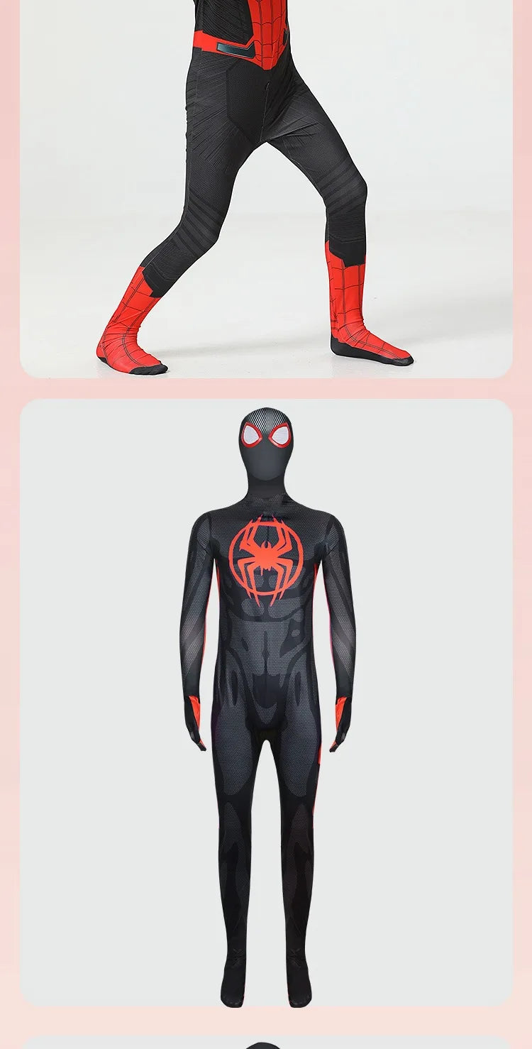 Halloween Role‑Play Bodysuit Stretchy Full Jumpsuit With Headcover Hero Themed Outfit For Cosplay Enthusiasts