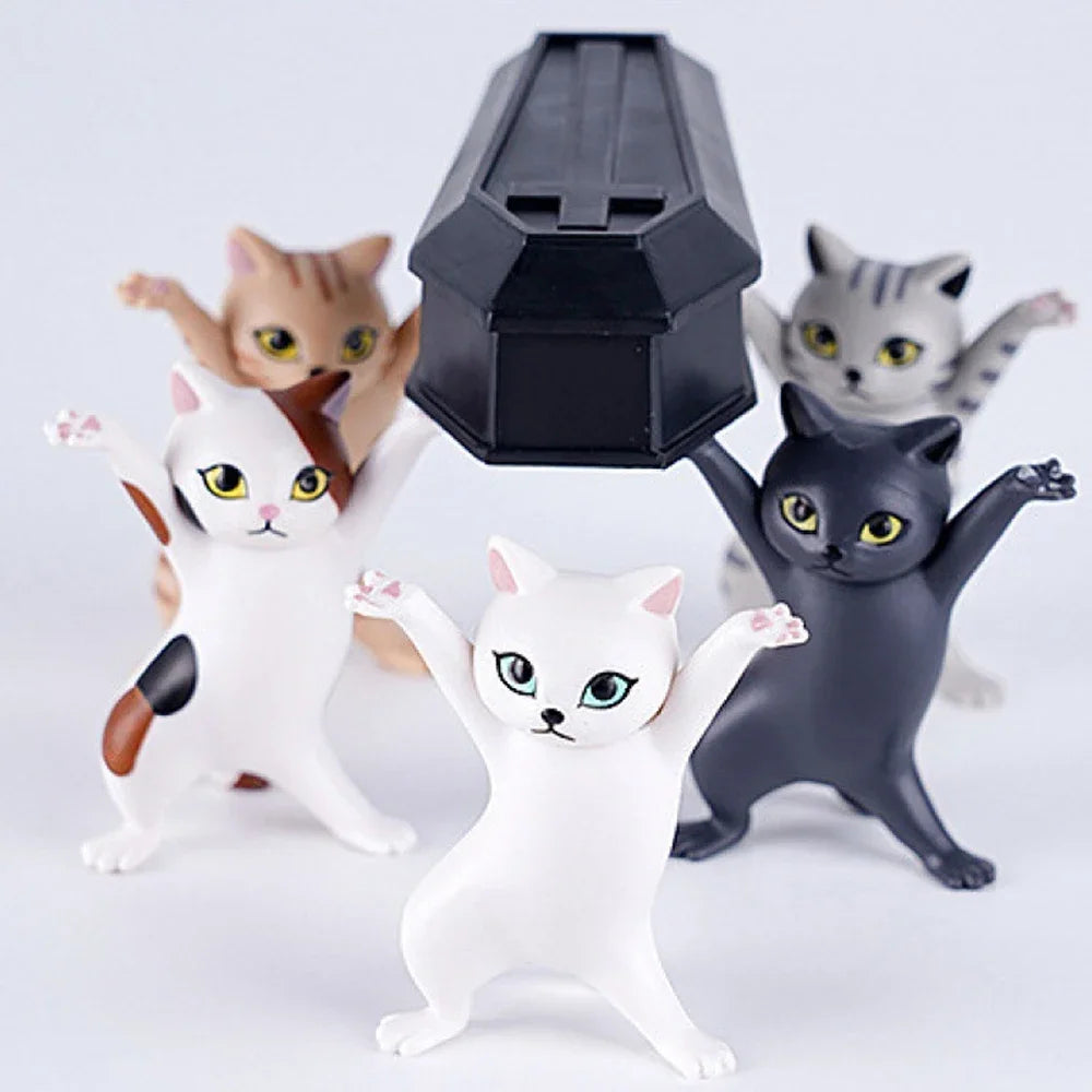 1/5Pc Funny Pen Holder Cat Doll Ornaments Plastic Crafts Earphone Support for Children Gift Room Desk Home Decoration Accessory