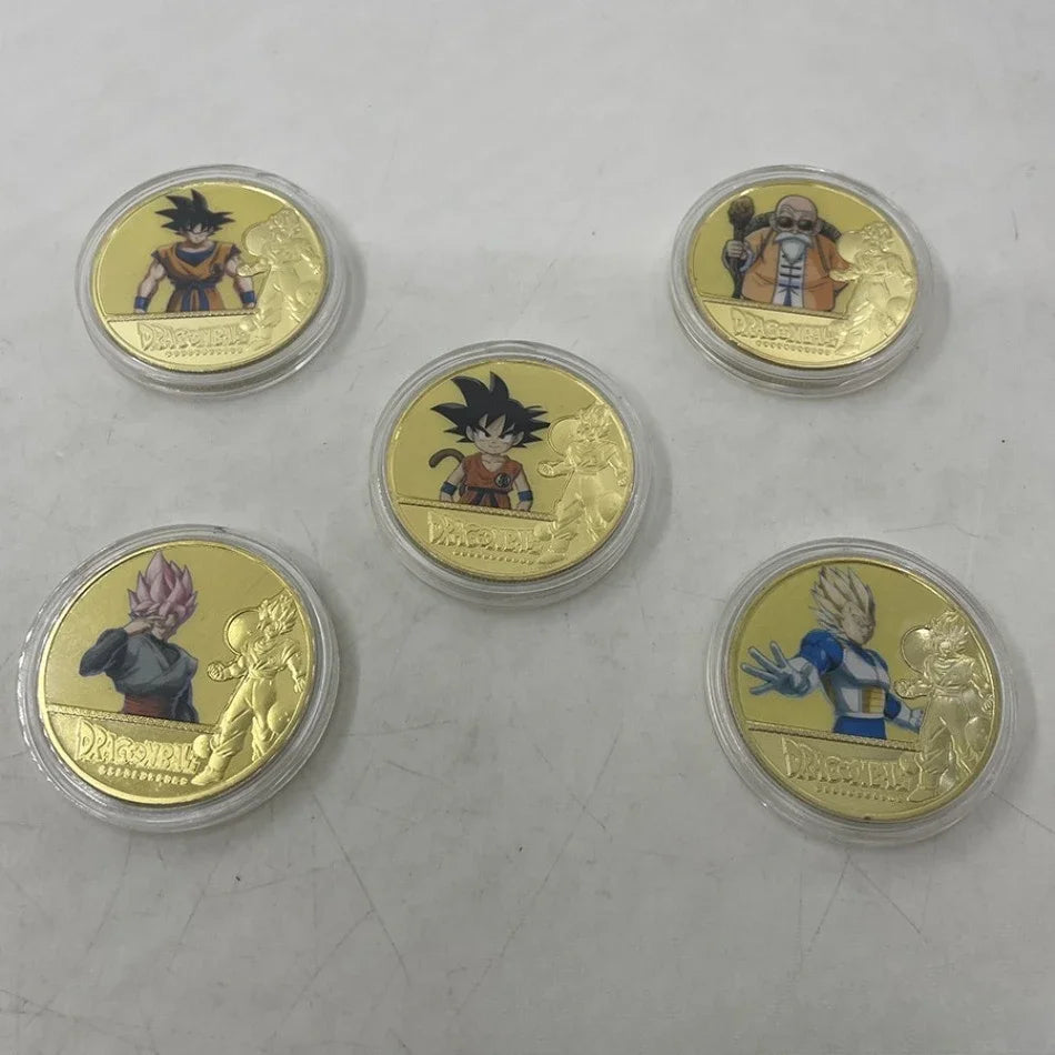 10CPS2026 New Dragon Ball Z 10th Anniversary Coin Keychain Metal Crafts Die-casting Sticker Badge Bag Pendant Accessories