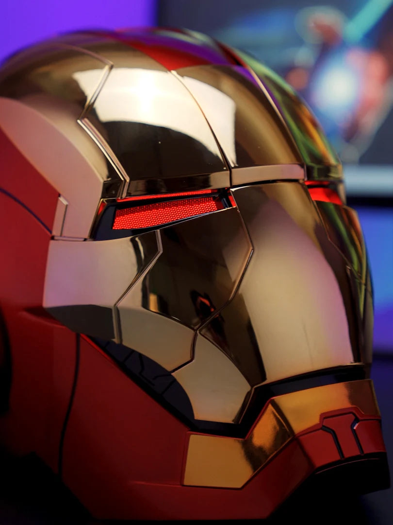Marvel 1:1 Iron Man Mk5 Jarvis Helmet Remote Voice Control Auto Helmet Mask With Led Light Figure Boy Christmas Birthday Gift