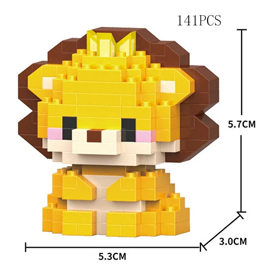 Micro Diamond Blocks Mini Animals Classic Pet tiger lion Model Building Creative Bricks Kids Toys Cartoon elephant bear horse
