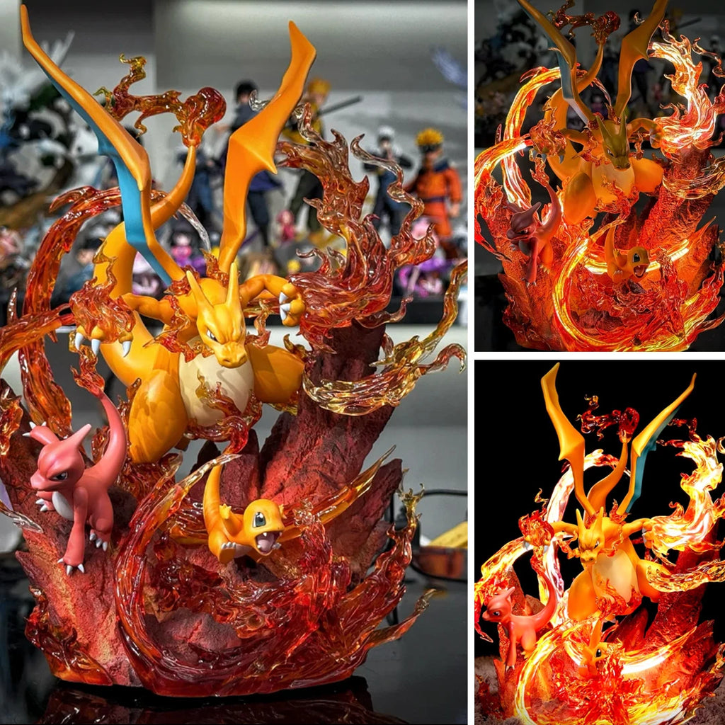 30cm Anime Pokemen Figure Charizard ‌Family‌ Action Figures Pvc Statue Desktop Ornamen Collection Model Toys Gifts
