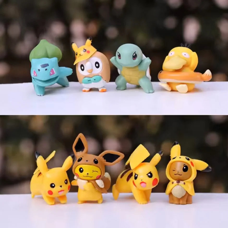 8PCS Mini Figures Toys Psyduck Squirtle Bulbasaur Miniature Cake Succulents Ornaments Figure Props