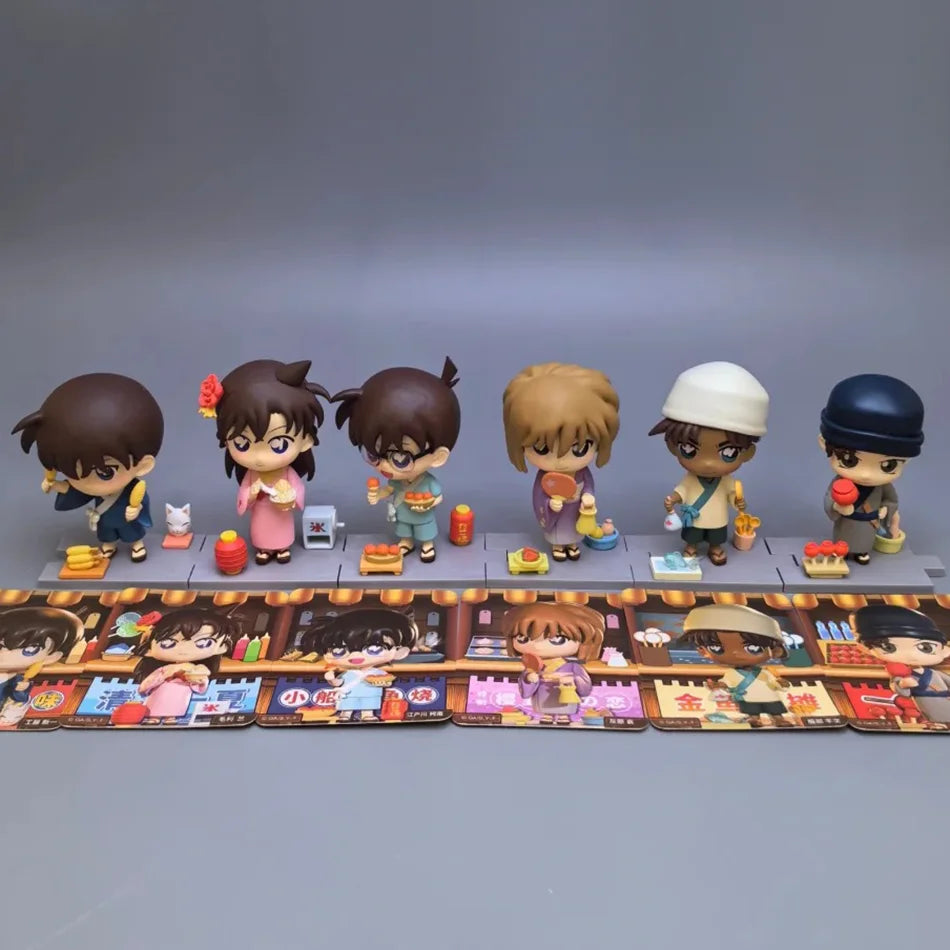 Original Detective Conan Anime Figure Conan Edogawa Action Figure Q Version Collectible Model Doll Toys Desktop Decoration Gifts