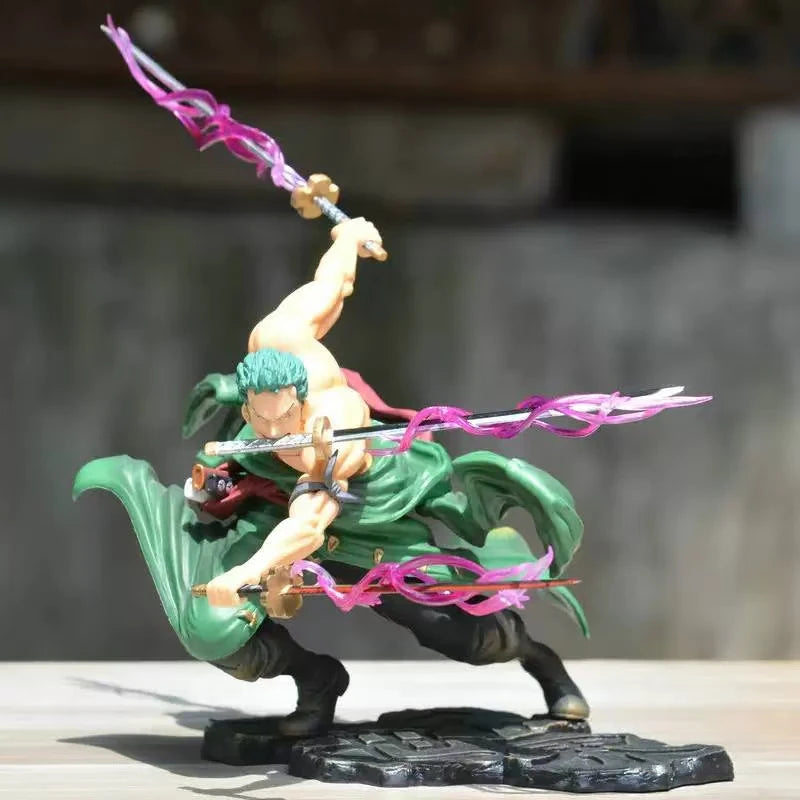 One Piece Action Figure Three-Knife Fighting Skill Roronoa Zoro Anime Model Decorations PVC Toy Gift