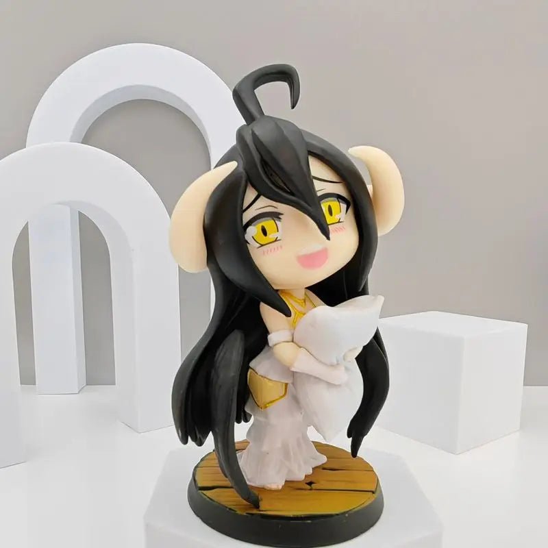 12cm Overlord Pillow Albedo Q-Version Cute Girl Pvc Action Figure Kawaii Model Desktop Ornament Wholesale Toys Collectible Gifts