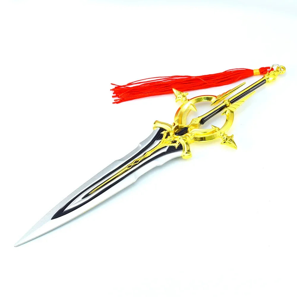 King of Glory Game Peripheral Weapon 22cm Character Kai Silver White Aria Zinc Alloy Weapon Model Ornaments Collection Gift Toys