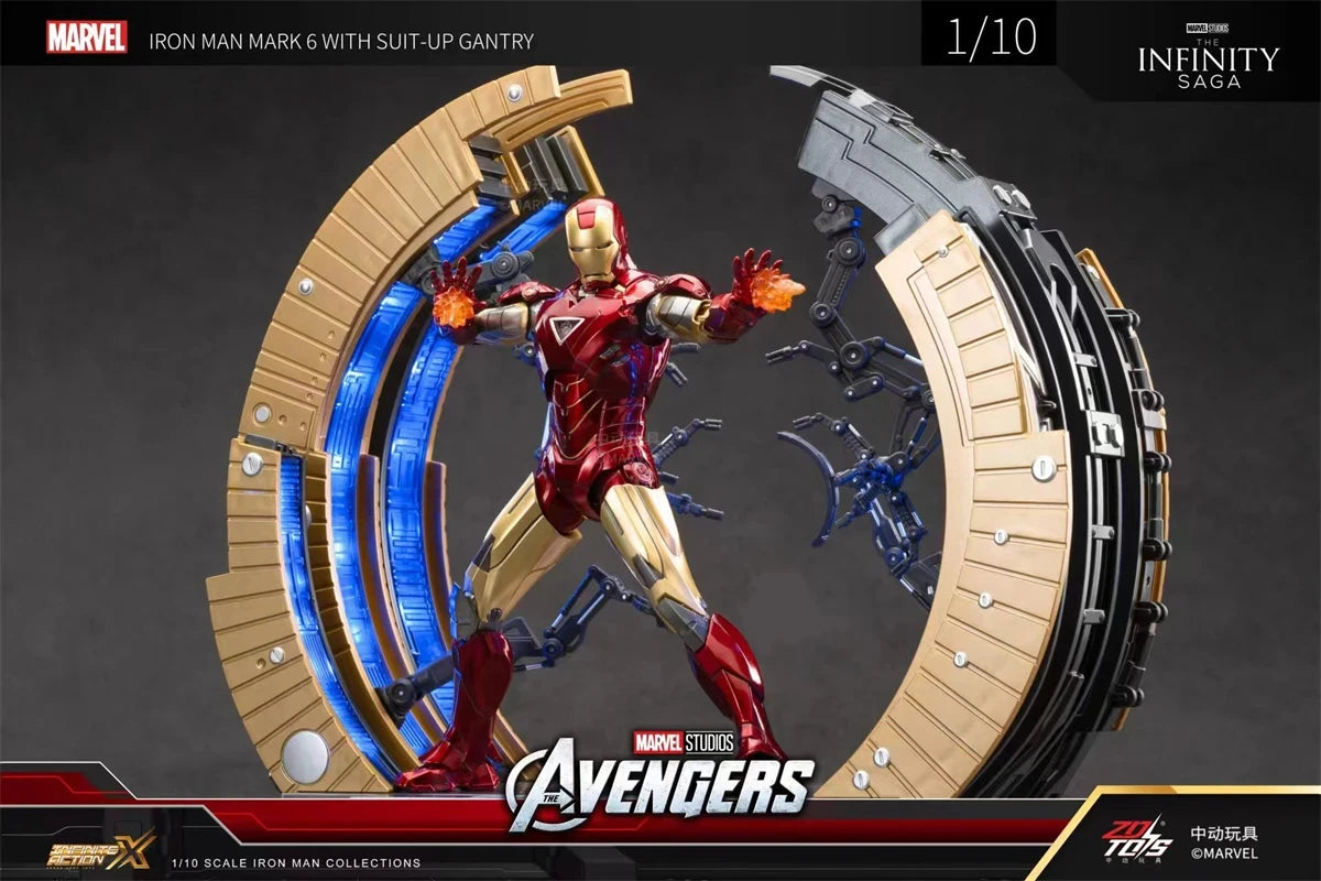 ZD Toys Iron Man MK6 With Suit-up Gantry MK4 With Suit-up Gantry Action Figure Iron Patriot Adult Collection Figure Gift