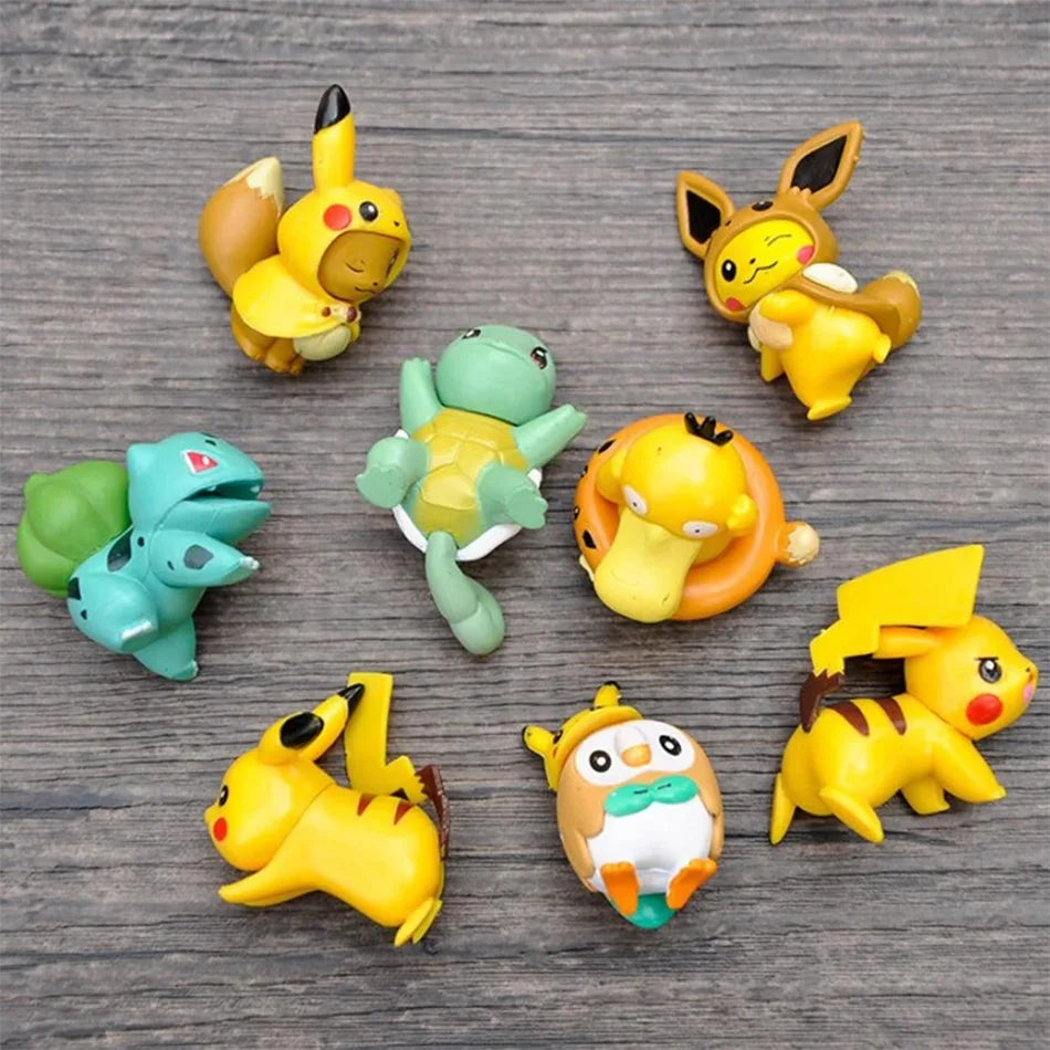 8PCS Mini Figures Toys Psyduck Squirtle Bulbasaur Miniature Cake Succulents Ornaments Figure Props