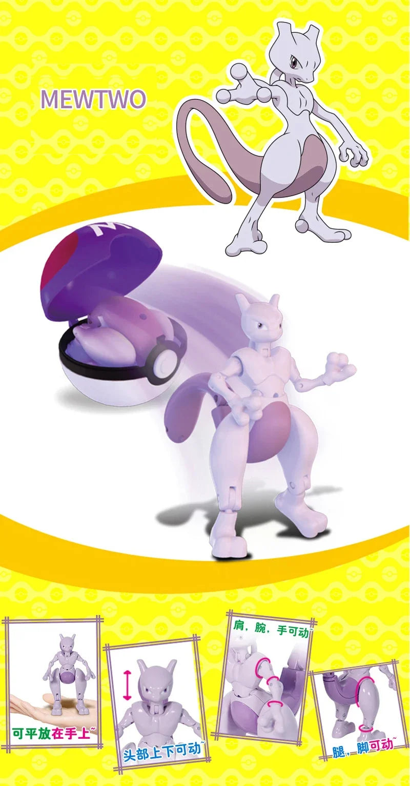 Pokemon Pokeball Figure Pikachu Dragonite Lapras Psyduck Mewtwo Gyarados Solgaleo Lunala Eevee Poke Ball Toy Kids Birthday Gift