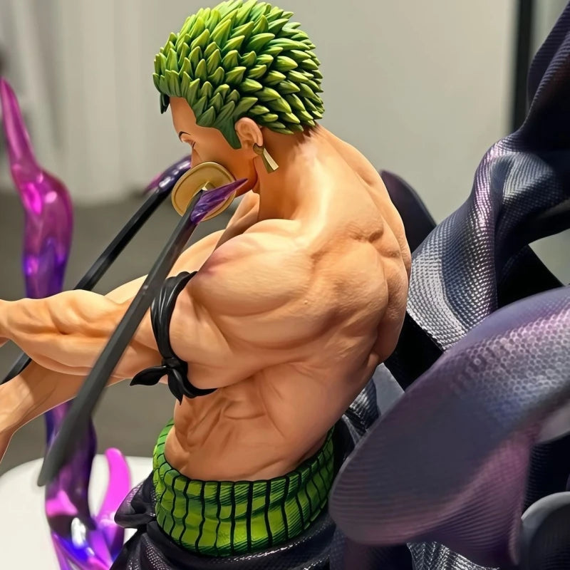 New One Piece 34cm Jt Full Painting Roronoa Zoro Gk Figure Battle Scene Statue Popular Anime Characters Desktop Decoration